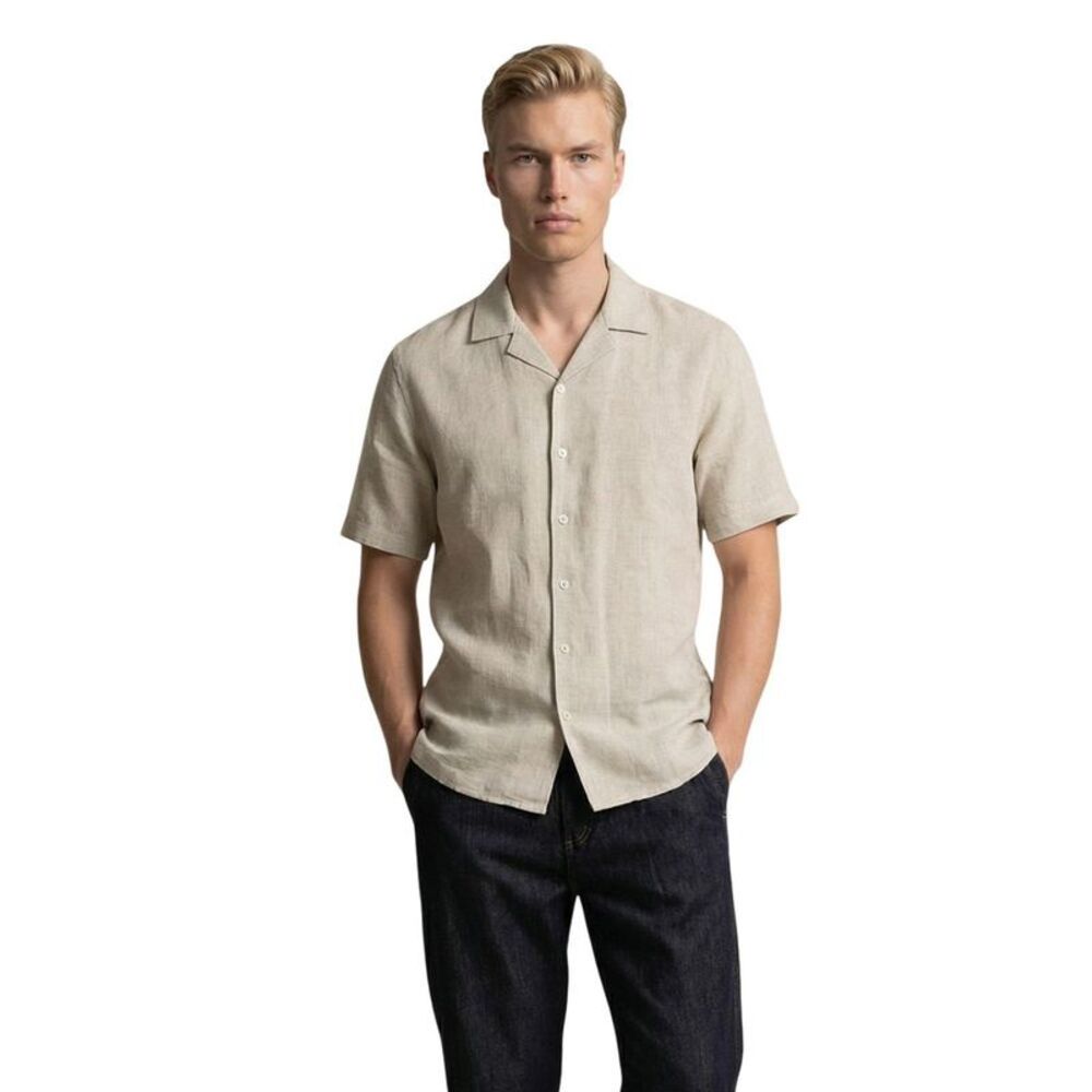 Gianni Lupo Beige Linen Shortsleeve Men's Shirt